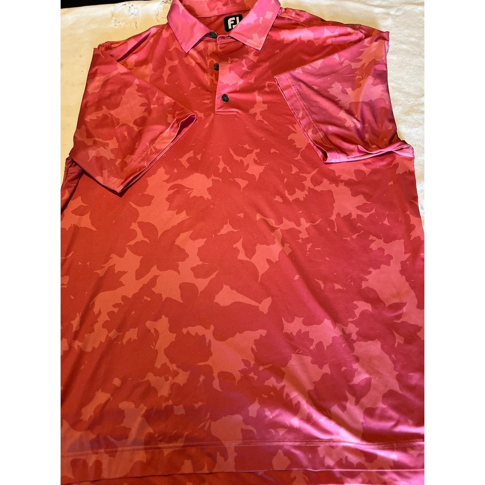 FJ FootJoy Golf‎ Polo Shirt Camo Print Red Performance Athletic Mens
